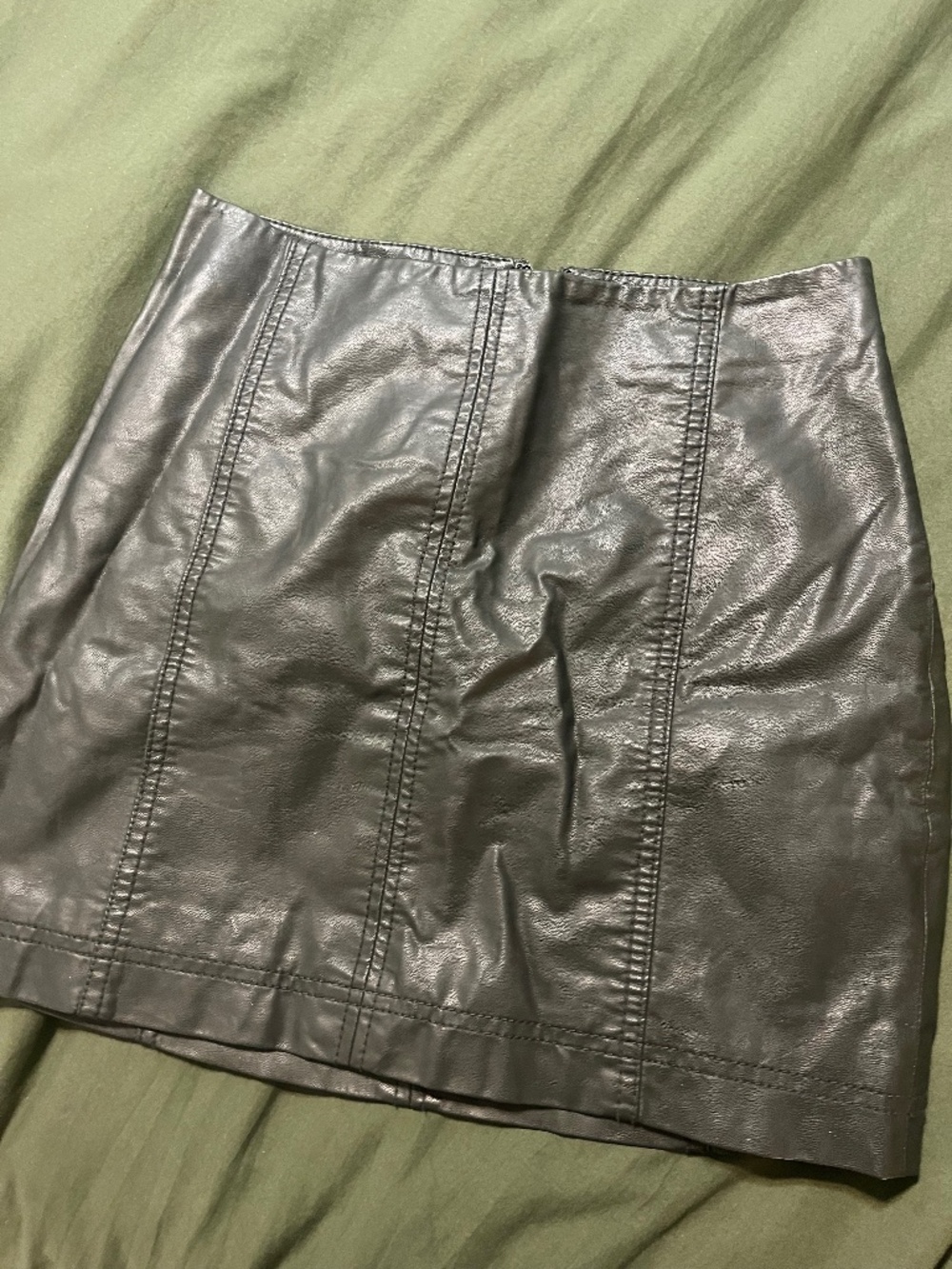 Olive green Free People Leather skirt
